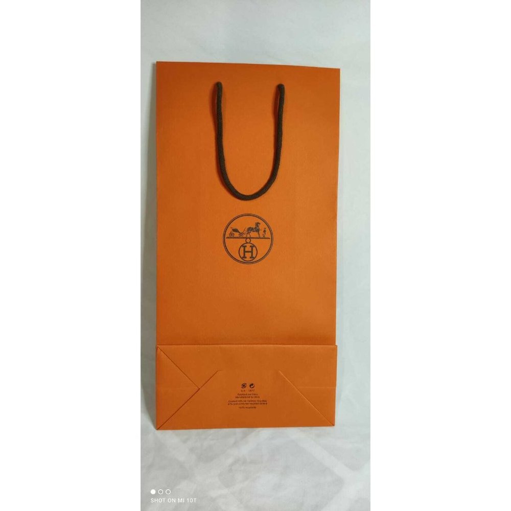 Hermes Paper Reusable Shopping Bag Orange 16.4" x 8.2" x 4" - Picture 4 of 7